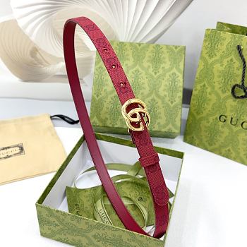 Okify Gucci Marmont Rosso Ancora Red Canvas 2cm Belt With Gold Hardware