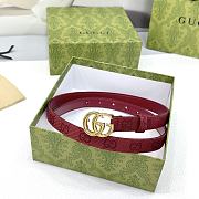 Okify Gucci Marmont Rosso Ancora Red Canvas 2cm Belt With Gold Hardware - 3