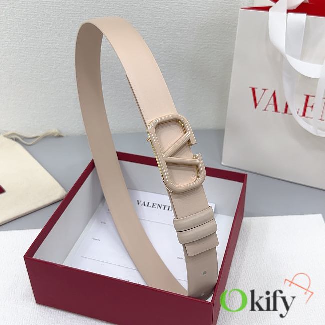 Okify Valentino Full Beige Belt 30mm  - 1