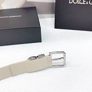 Okify Dolce & Gabbana White Belt With Silver Hardware 30mm - 6