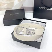 Okify Dolce & Gabbana White Belt With Silver Hardware 30mm - 3