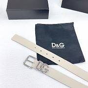 Okify Dolce & Gabbana White Belt With Silver Hardware 30mm - 5