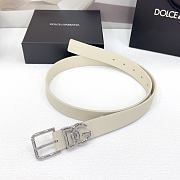 Okify Dolce & Gabbana White Belt With Silver Hardware 30mm - 4
