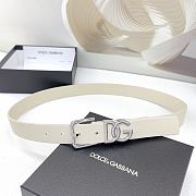 Okify Dolce & Gabbana White Belt With Silver Hardware 30mm - 2
