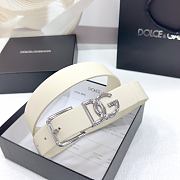 Okify Dolce & Gabbana White Belt With Silver Hardware 30mm - 1