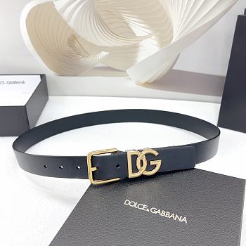Okify Dolce & Gabbana Black Belt With Gold Hardware 30mm