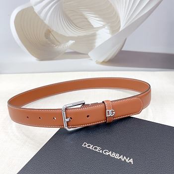Okify Dolce & Gabbana Brown Belt With Silver Hardware 30mm