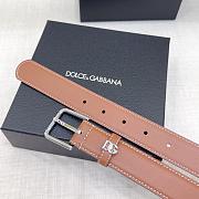 Okify Dolce & Gabbana Brown Belt With Silver Hardware 30mm - 3