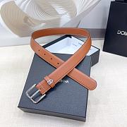 Okify Dolce & Gabbana Brown Belt With Silver Hardware 30mm - 2