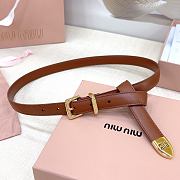 Okify MiuMiu Brown Belt With Gold Hardware 20mm - 1