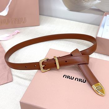 Okify MiuMiu Brown Belt With Gold Hardware 20mm