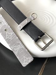 Okify Louis Vuitton Denim Gray Belt With Silver Hardware 30mm - 6