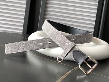 Okify Louis Vuitton Denim Gray Belt With Silver Hardware 30mm