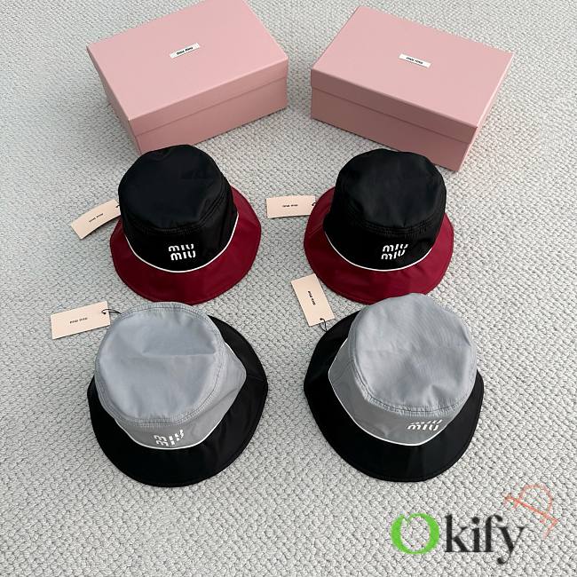 Okify MiuMiu Black/Gray Nylon Bucket Hat  - 1