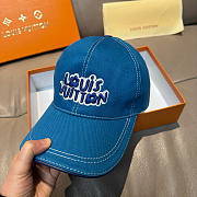 Okify Louis Vuitton Blue Embroidered Flower Baseball Cap  - 6