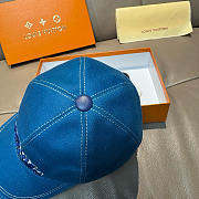 Okify Louis Vuitton Blue Embroidered Flower Baseball Cap  - 5