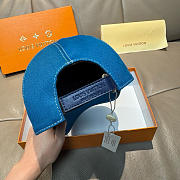 Okify Louis Vuitton Blue Embroidered Flower Baseball Cap  - 4