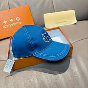 Okify Louis Vuitton Blue Embroidered Flower Baseball Cap  - 3