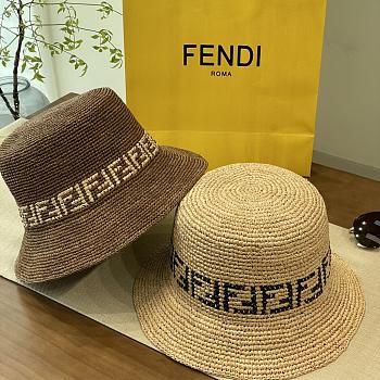Okify Fendi Straw Hat In Beige/Brown 24230