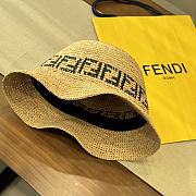 Okify Fendi Straw Hat In Beige/Brown 24230 - 2