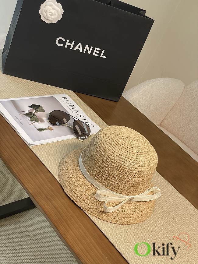 Okify CC Raffia White Bow Hat  - 1