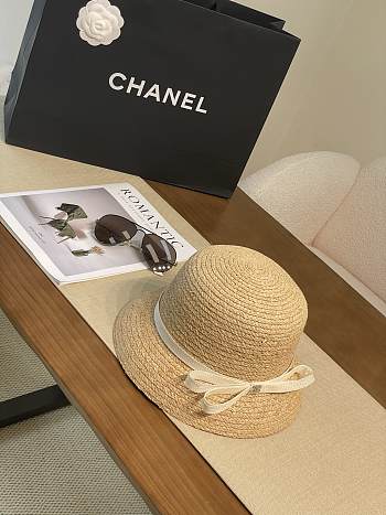 Okify CC Raffia White Bow Hat 