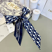 Okify Dior Mitzah Twill Scarf In Black/Blue  - 4