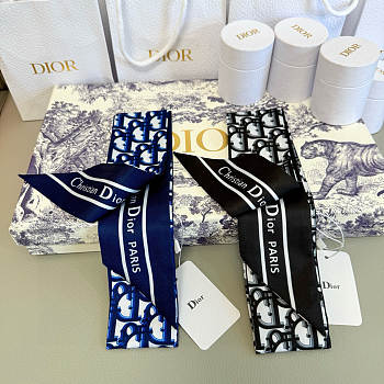 Okify Dior Mitzah Twill Scarf In Black/Blue 
