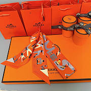 Okify Hermes Figures Libres Twilly Scarf In Orange  - 4