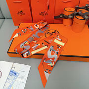 Okify Hermes Figures Libres Twilly Scarf In Orange  - 3