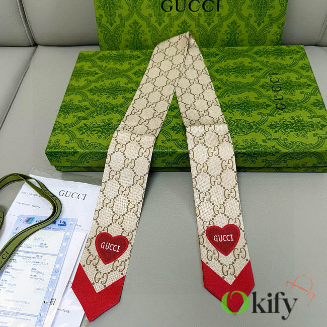 Okify Gucci Red Heart Twill Silk 5x86cm  - 1