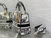 Okify Dior Lady D-lite Bag In Black And White Flower 24x20x11cm - 6