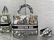 Okify Dior Lady D-lite Bag In Black And White Flower 24x20x11cm - 3