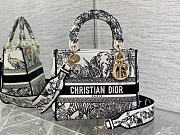 Okify Dior Lady D-lite Bag In Black And White Flower 24x20x11cm - 1