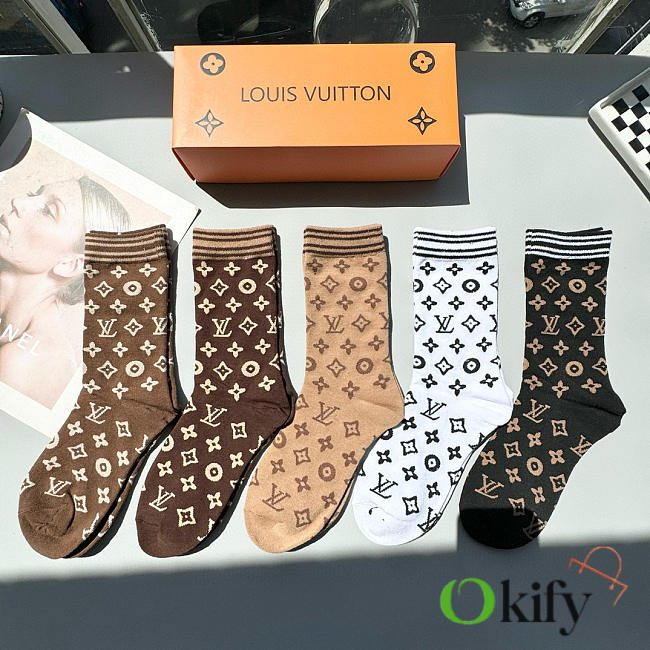 Okify Louis Vuitton Set 5 Pairs Of Socks 24256 - 1