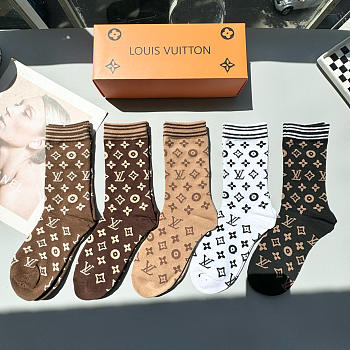 Okify Louis Vuitton Set 5 Pairs Of Socks 24256