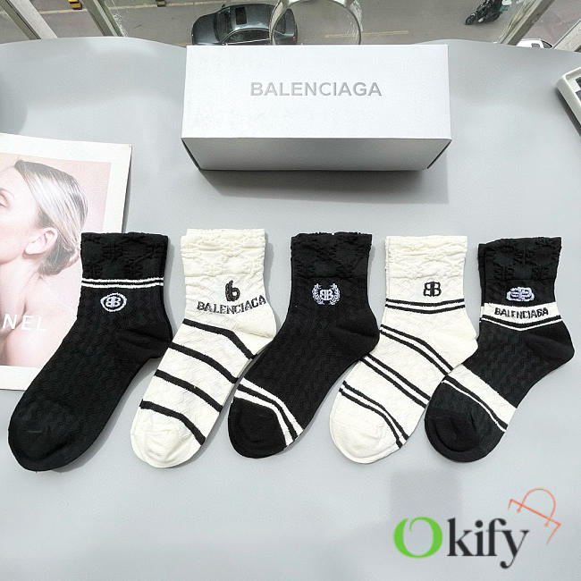 Okify Balenciaga Set 5 Pairs Of Socks 24257 - 1