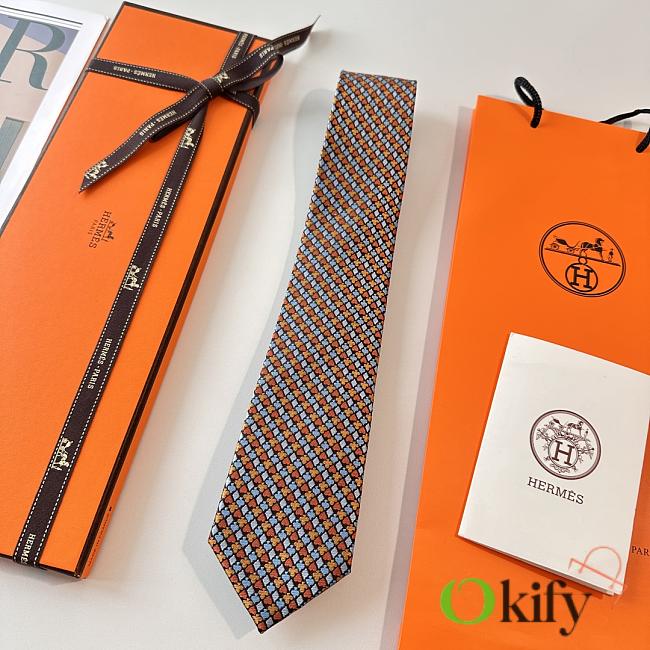 Okify Hermes Orange Tie 7cm 24265 - 1