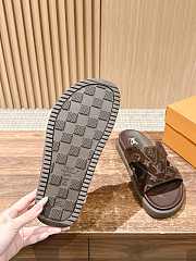 Okify Louis Vuitton Dark Brown Suede Slides 24270 - 4