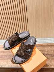 Okify Louis Vuitton Dark Brown Suede Slides 24270 - 3