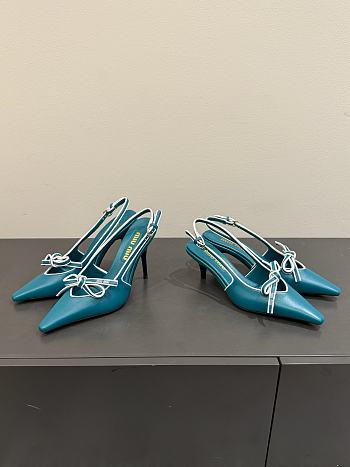 Okify MiuMiu Blue Bow Cat High/Low Heels 