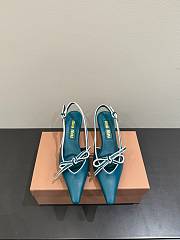 Okify MiuMiu Blue Bow Cat High/Low Heels  - 2