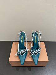 Okify MiuMiu Blue Bow Cat High/Low Heels  - 5
