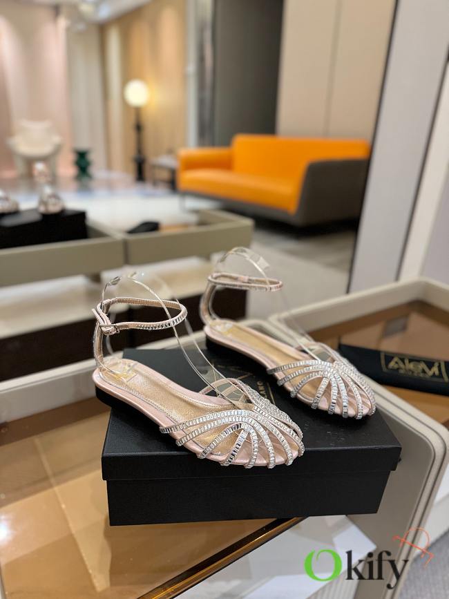 Okify Alevi Mlano Diamond Flat Sandals In Beige - 1