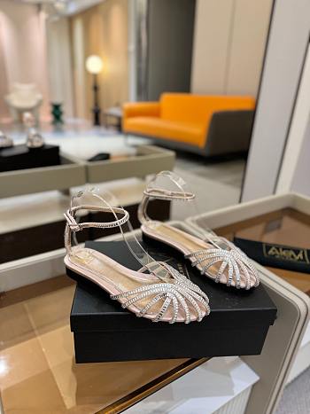 Okify Alevi Mlano Diamond Flat Sandals In Beige