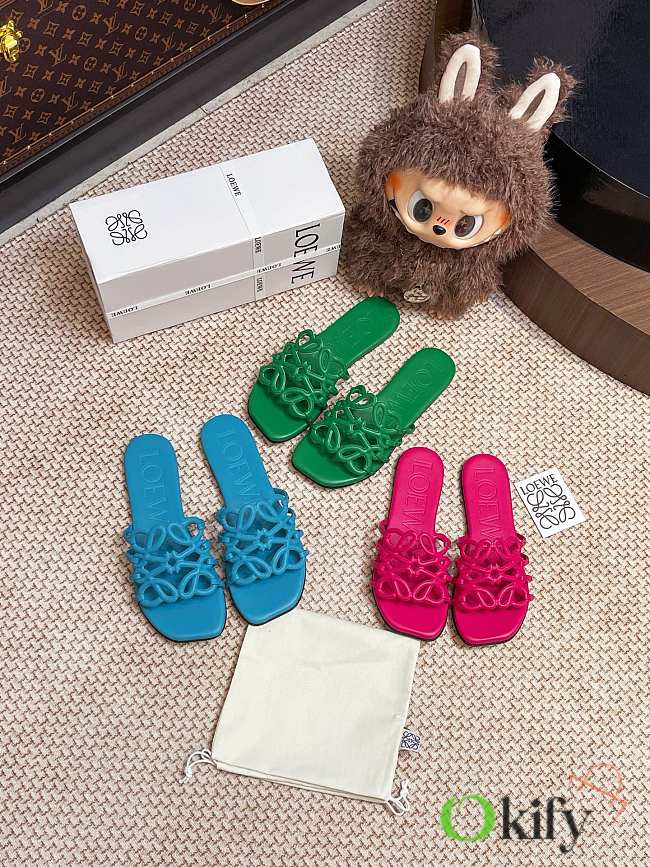 Okify Loewe Green/Blue/Pink Slides - 1