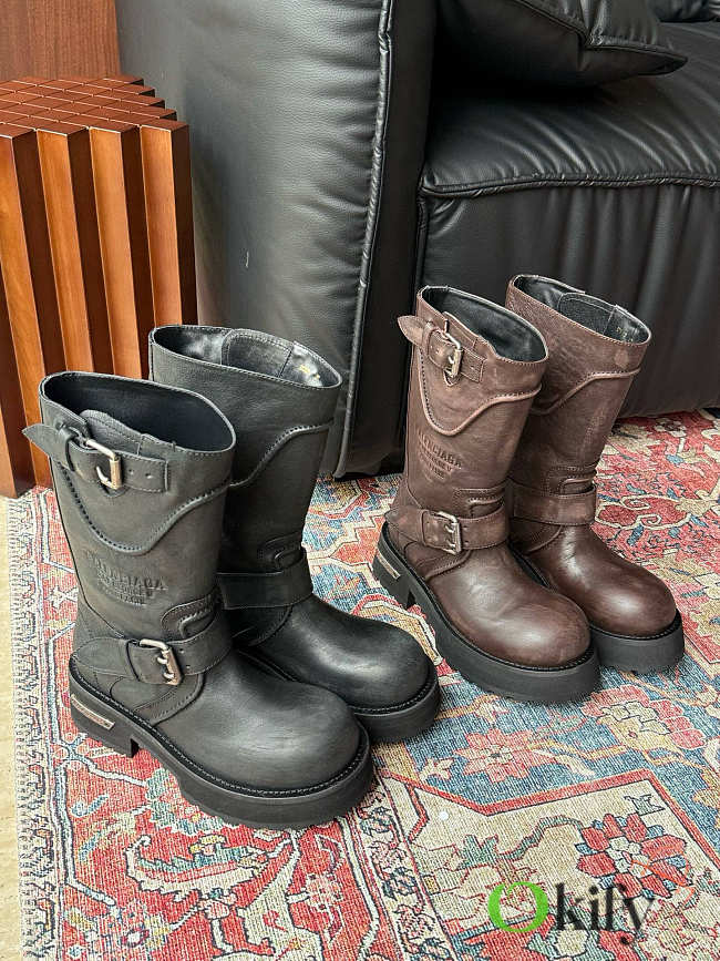 Okify Balenciga Venom Black/Brown Boots - 1