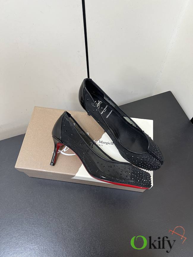 Okify Christian Louboutin x Maison Margiela Black Mesh High Heels 6.5cm - 1