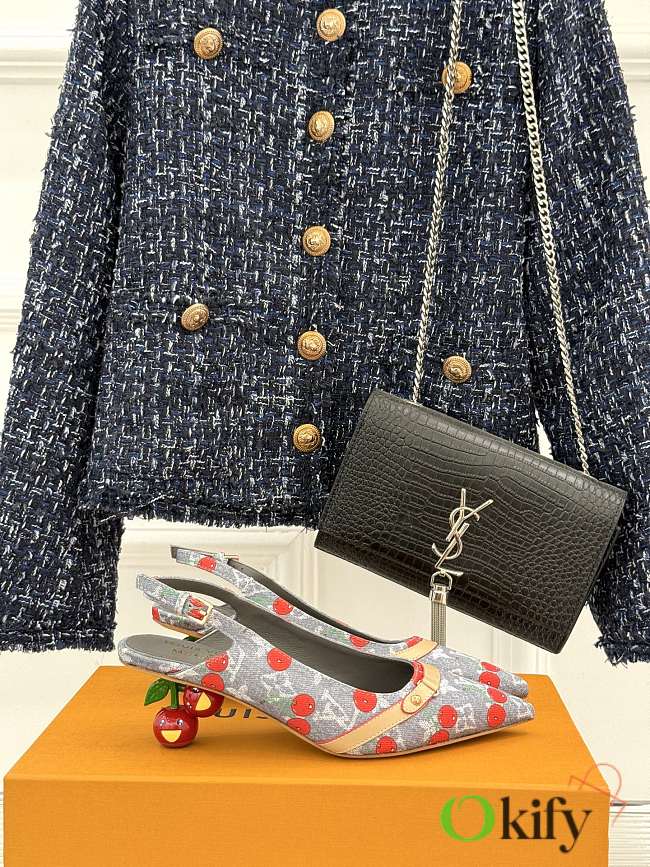 Okify Louis Vuitton Monogram Cherry Slingback In Denim Gray  - 1