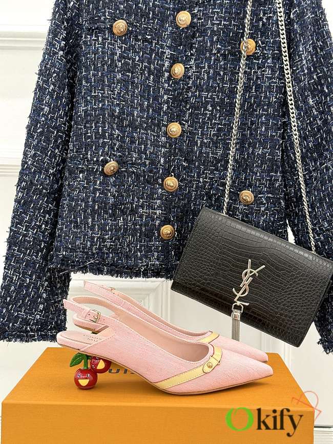 Okify Louis Vuitton Cherry Slingback In Denim Pink  - 1